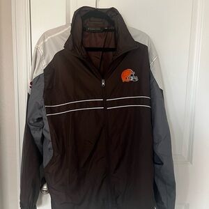 Vintage Cleveland Football Dunbrooke Brown and Gray Windbreaker Jacket